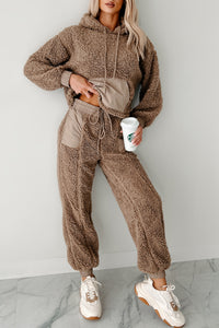 Cuddling Up Two Piece Fleece Lounge Set (Mocha)