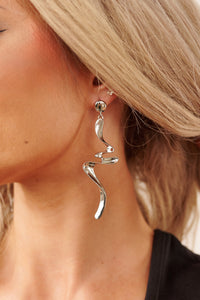 Flirt A Little Zig-Zag Dangle Earrings (Silver) - NanaMacs
