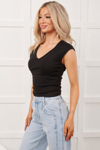 Daily Favorite V-Neck Knit Top (Black)