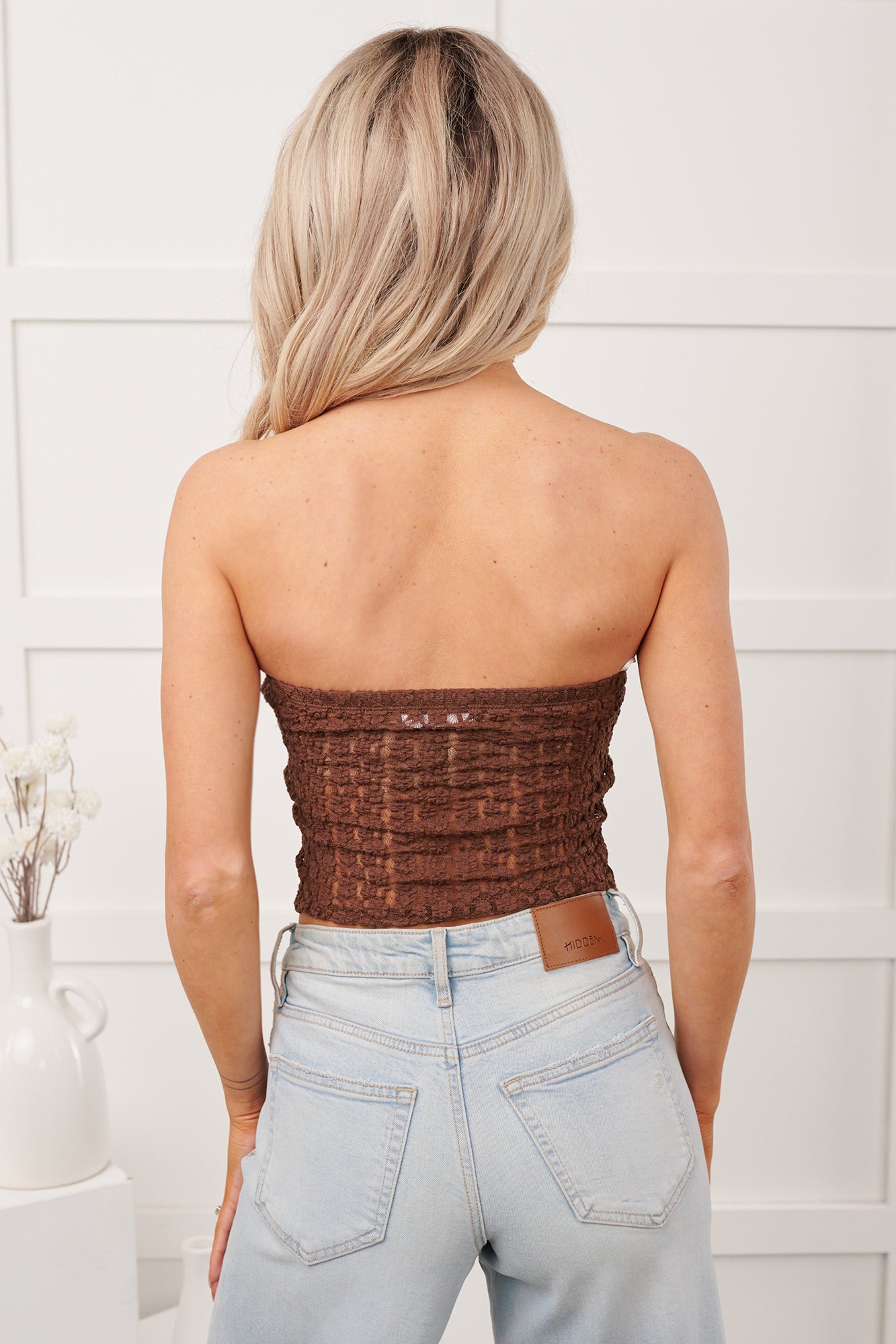 Wildflower Weekend Strapless Lace Top (Chocolate)