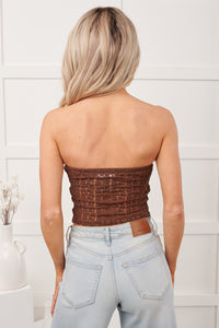 Wildflower Weekend Strapless Lace Top (Chocolate)