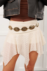 Cowboy At Dusk Engraved Concho Belt (Gold) - NanaMacs