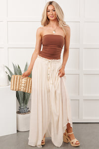 Understated Cool Ruched Crop Top (Chocolate)