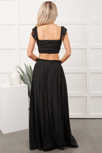 Easy Grace Crop Top & Maxi Skirt Set (Black)