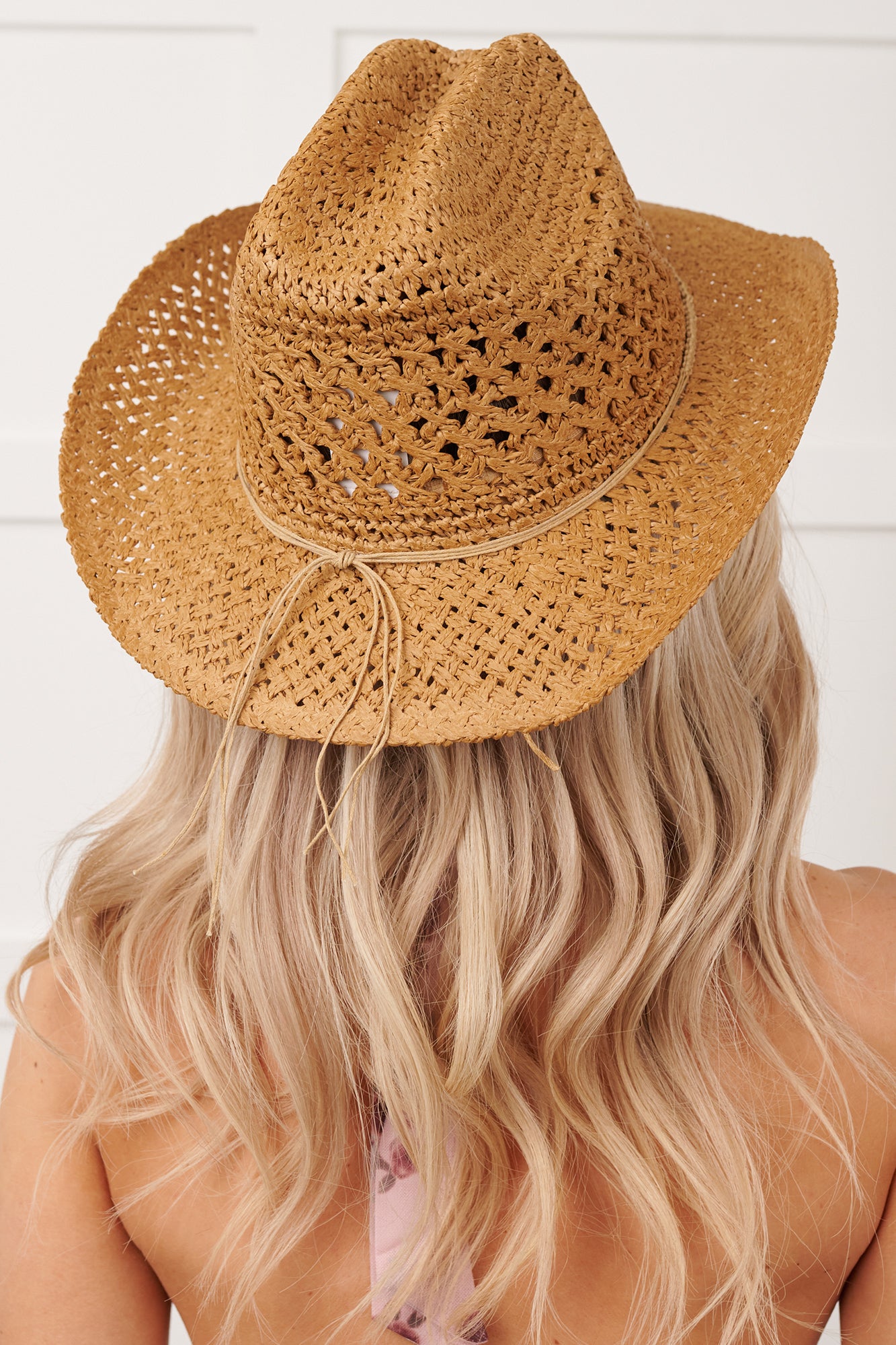 Open Trails Bead Strap Woven Cowboy Hat (Khaki) - NanaMacs