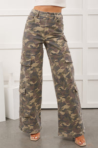 Kayla High Rise Cargo Hidden Jeans (Camouflage) - NanaMacs