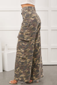 Kayla High Rise Cargo Hidden Jeans (Camouflage) - NanaMacs