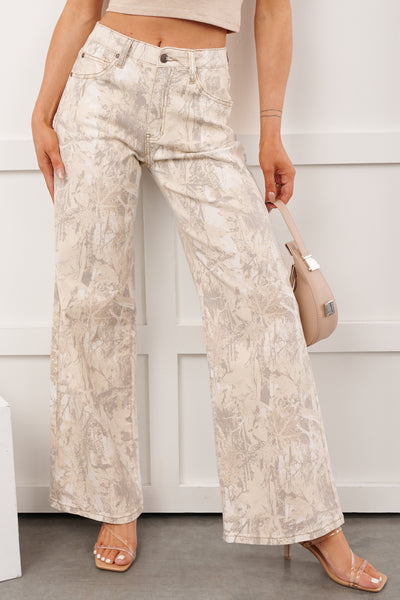 Macklin Camo Tummy Control Saige Denim Wide Jeans (Sand)