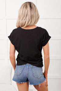 Soft Season Asymmetrical Tulip Hem Knit Top (Black) - NanaMacs