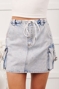 Simply Effortless Denim Cargo Mini Skirt (Light Wash) - NanaMacs
