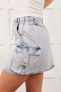 Simply Effortless Denim Cargo Mini Skirt (Light Wash) - NanaMacs