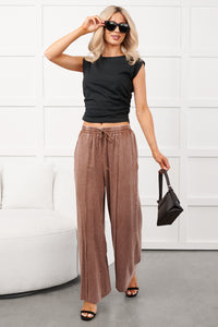 Barefoot & Cozy Tank Top And Wide Leg Pant Set (Chocolate) - NanaMacs