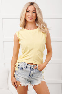 Homebody Chic Ruched Tie Tank Top (Butter Yellow) - NanaMacs