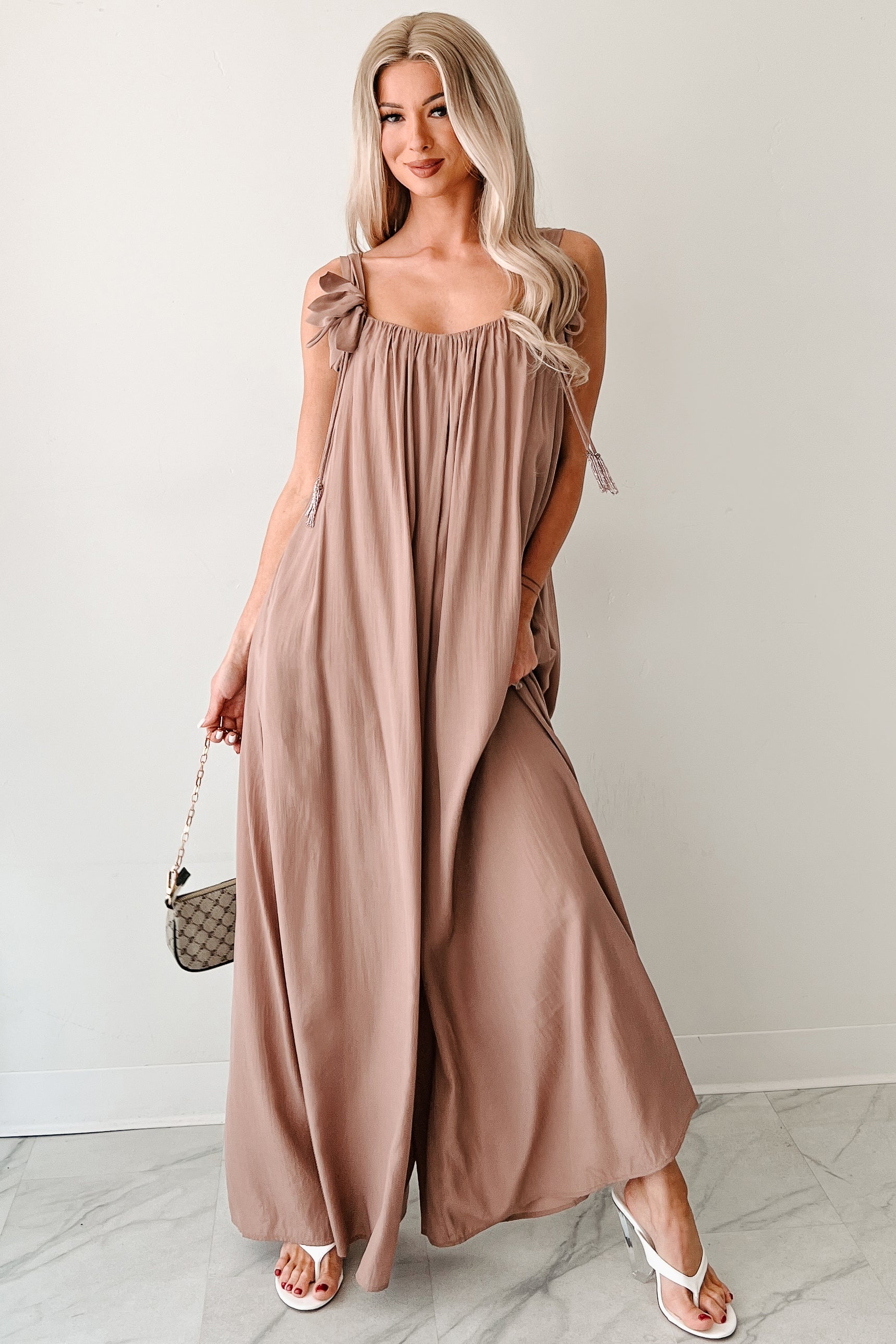 Elegance In Motion Sleeveless Flowy Jumpsuit (Mocha) · NanaMacs