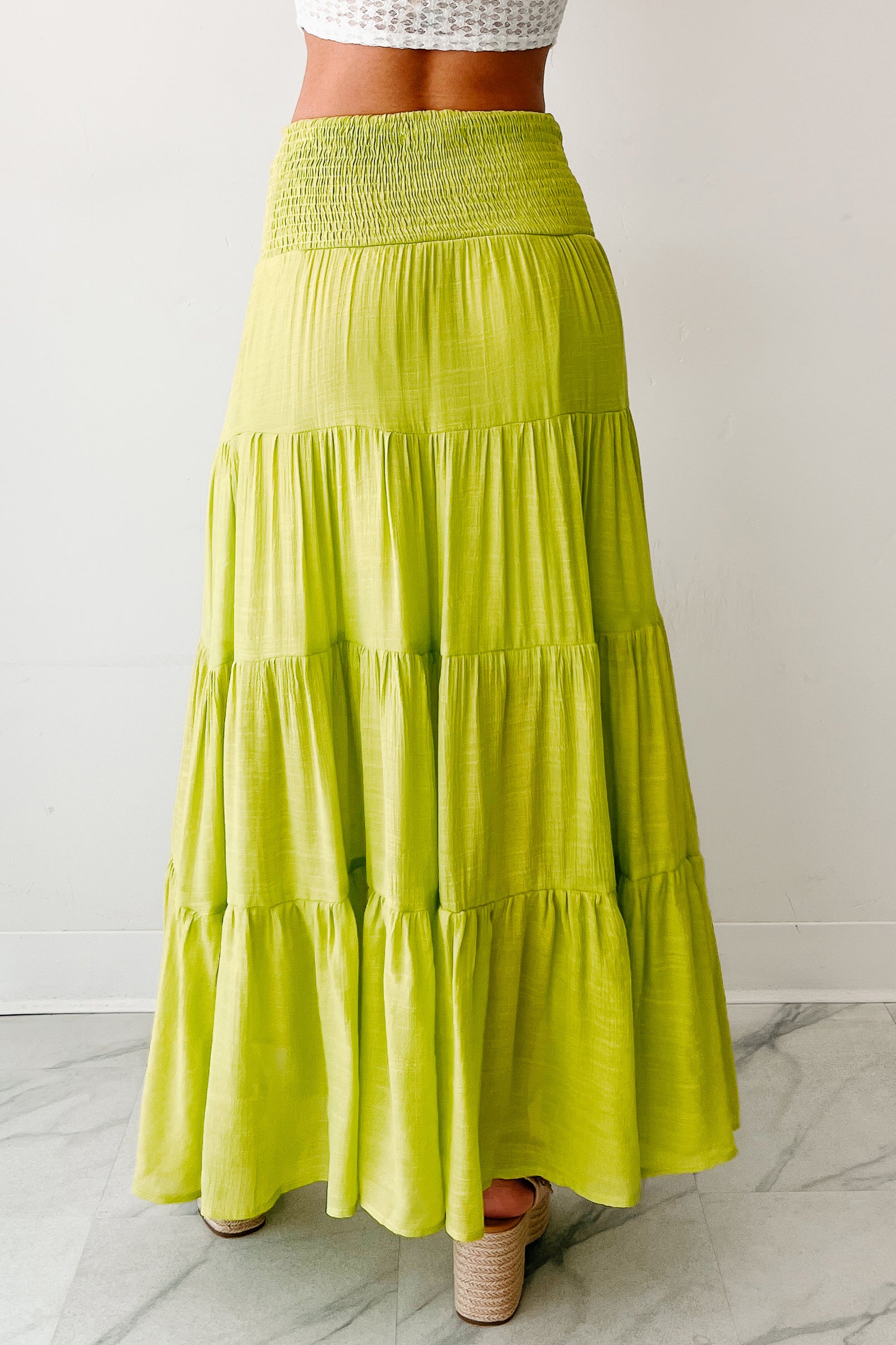 Simply Content Tiered Maxi Skirt (Lime Green) · NanaMacs