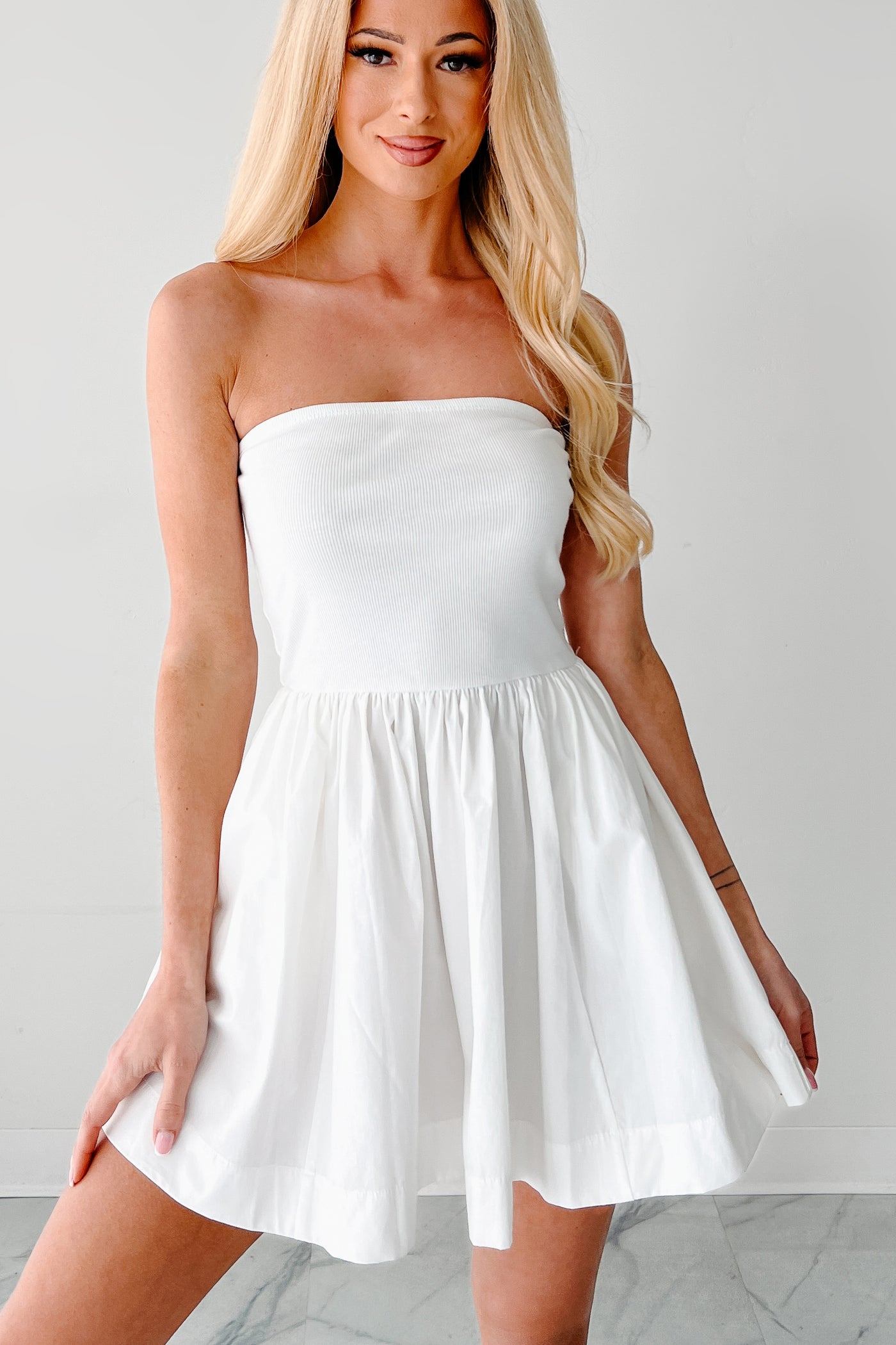 casual white strapless dress Petal and Pup Women's Kayt Strapless Dress