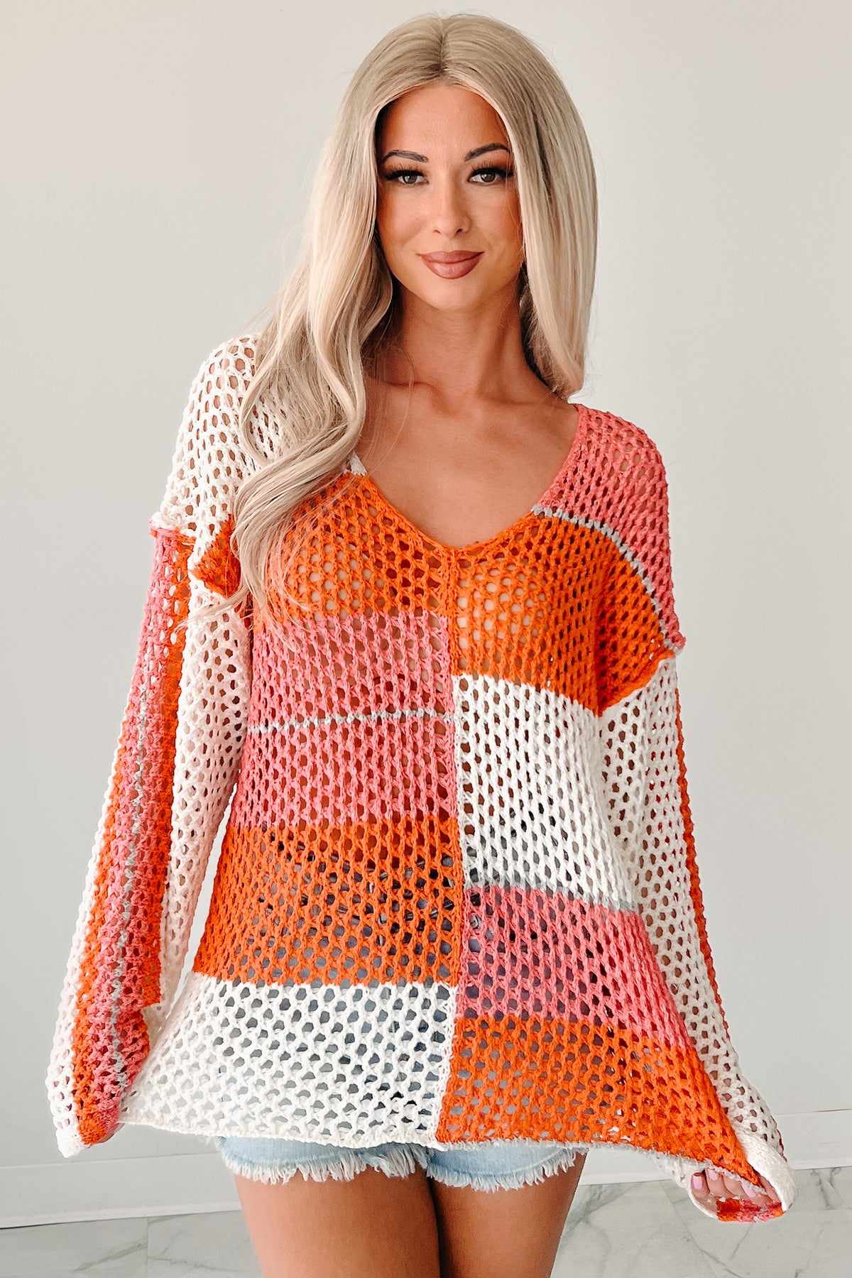 Roam Ready Colorblock Crochet Top (Mango) · NanaMacs