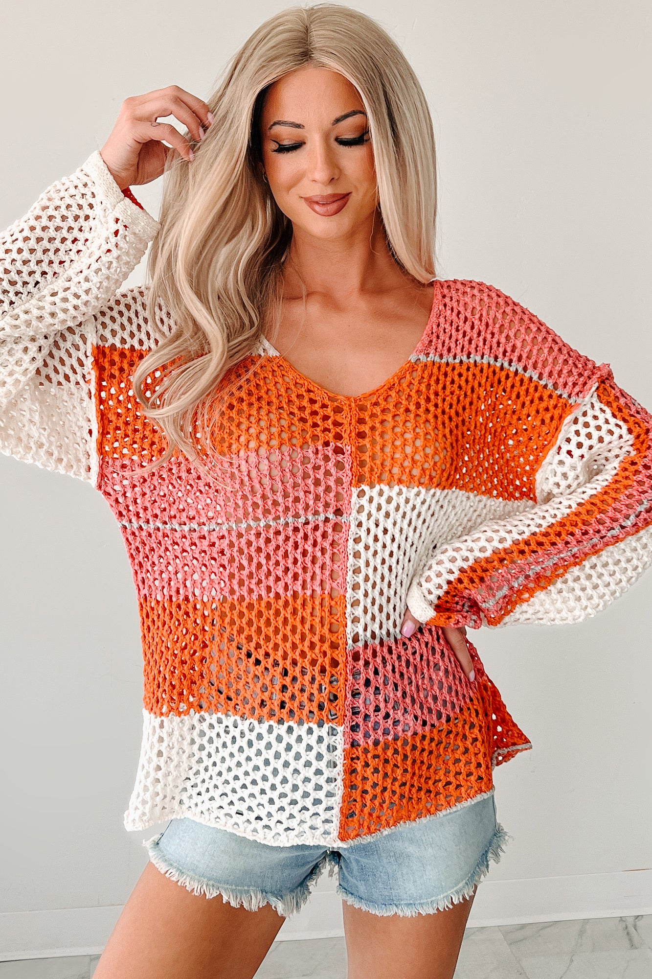 Roam Ready Colorblock Crochet Top (Mango) · NanaMacs