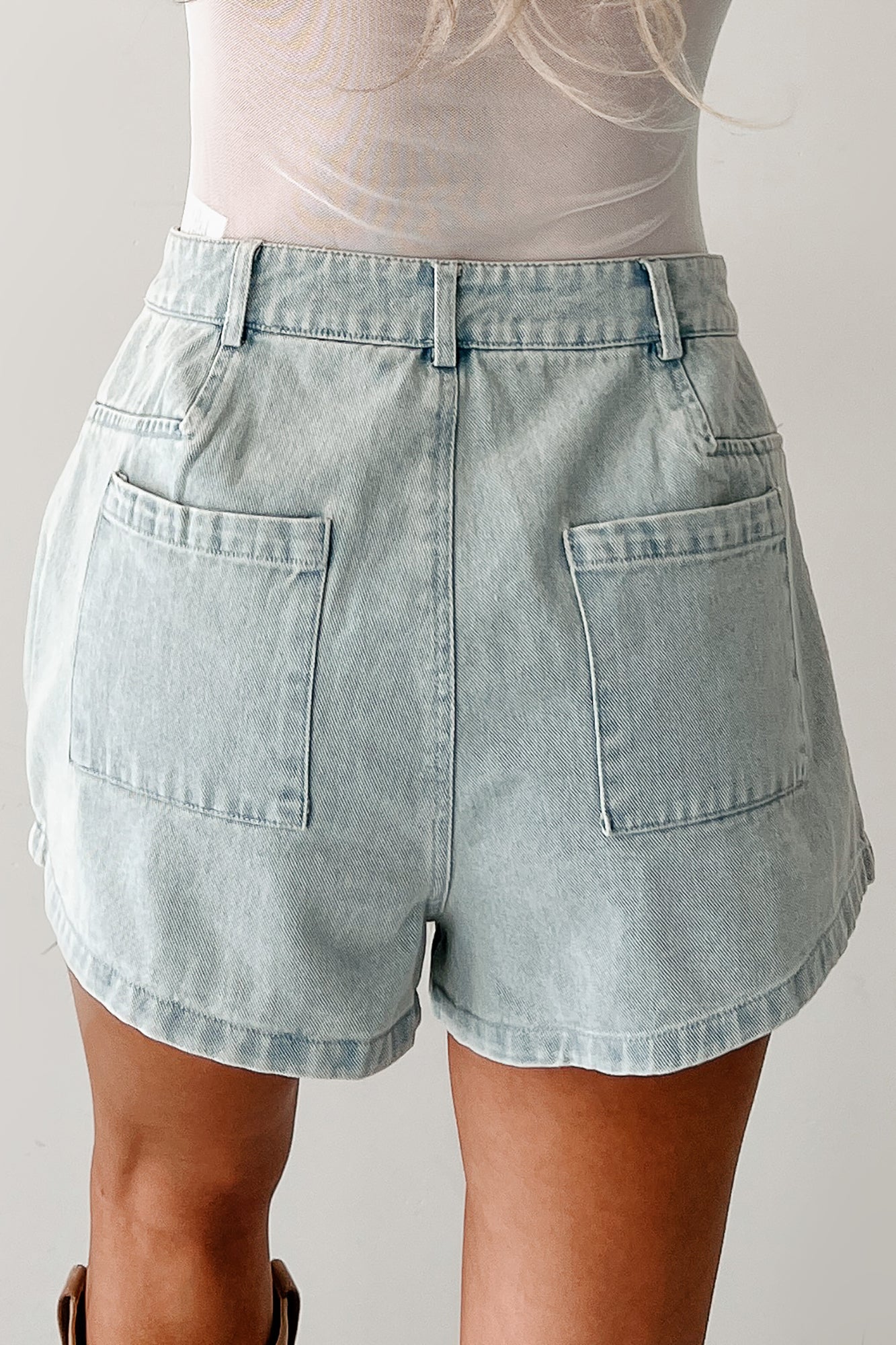 No One To Blame Pleated Denim Shorts (Washed Denim) · NanaMacs