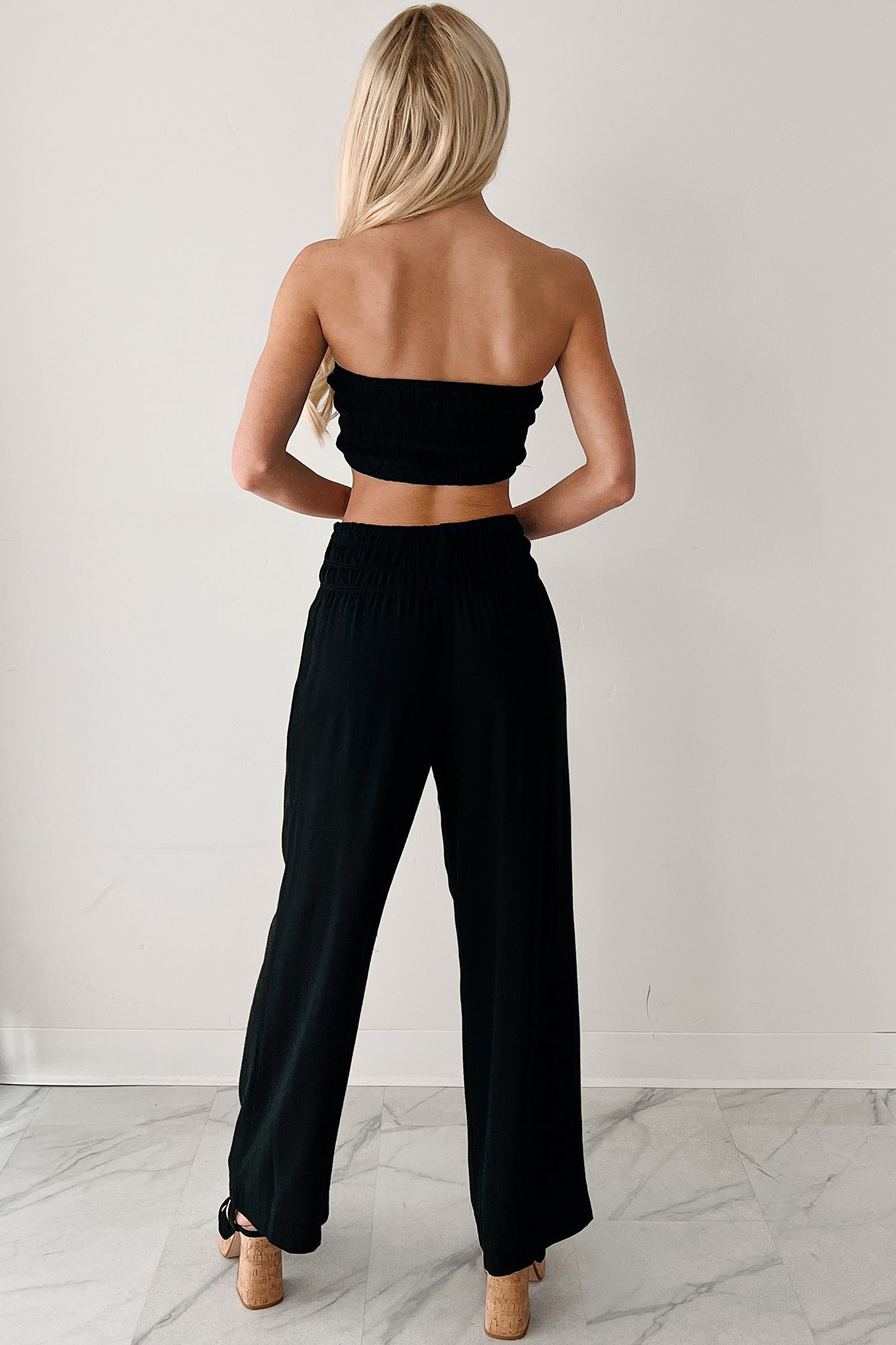 Comfy Moments Linen Tube Top & Pant Set (Black) · NanaMacs