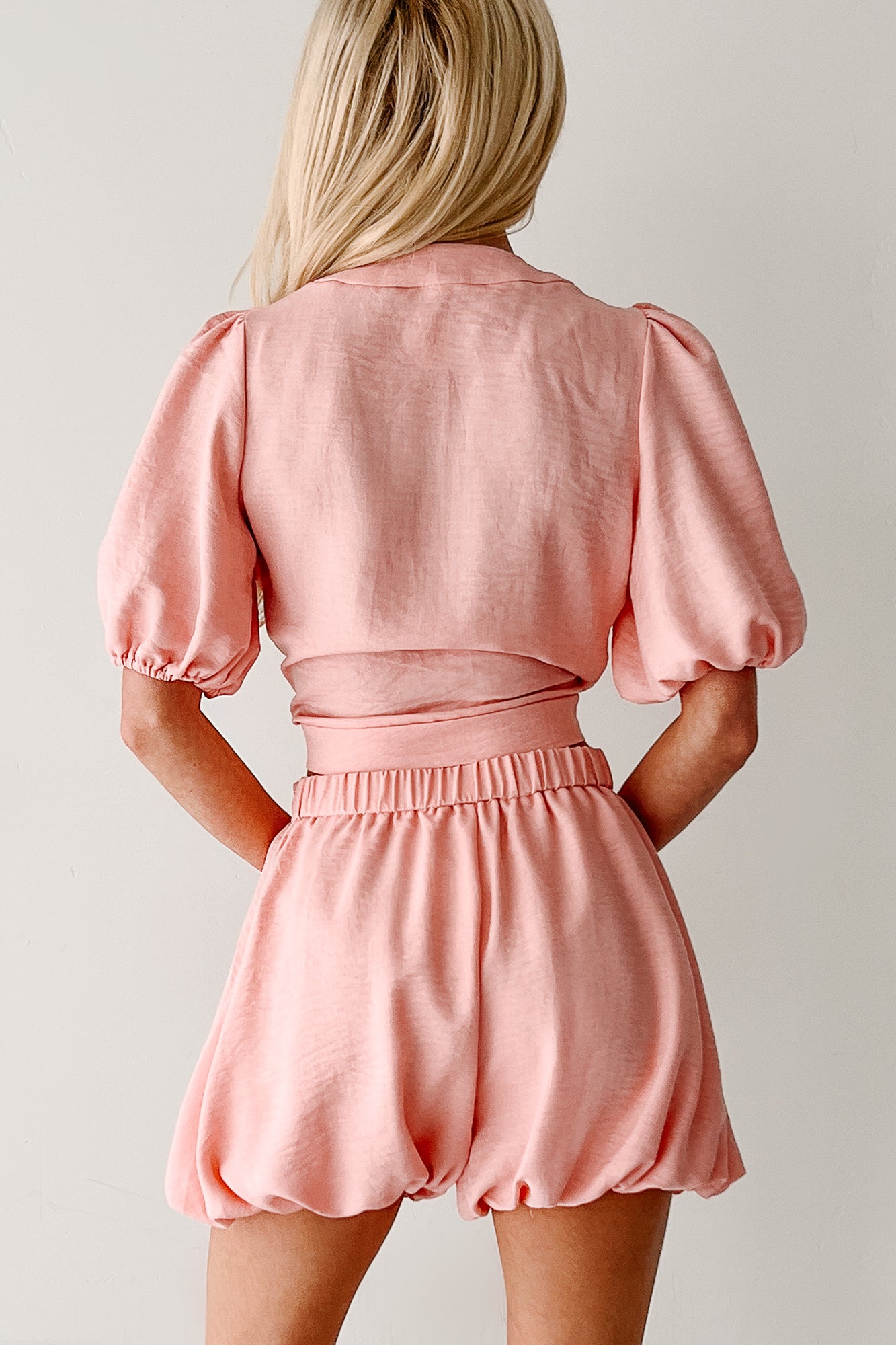 Blush & Whisper Tie Top & Bubble Shorts Set (Pink) · NanaMacs