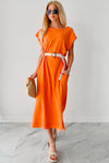 Sundays In Bed Sleeveless Midi Dress (Orange) - NanaMacs