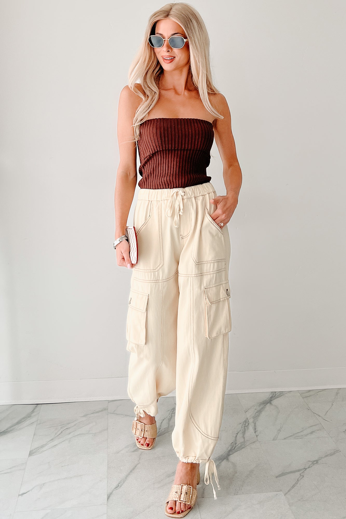 Cozy Corner Ribbed Strapless Fold Over Top (Chestnut) - NanaMacs
