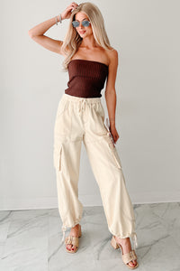 Cozy Corner Ribbed Strapless Fold Over Top (Chestnut) - NanaMacs