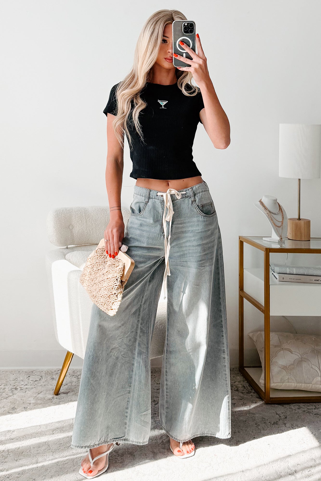 Marin Ombre Wide Leg NoaBoa Jeans (Denim Grey) · NanaMacs