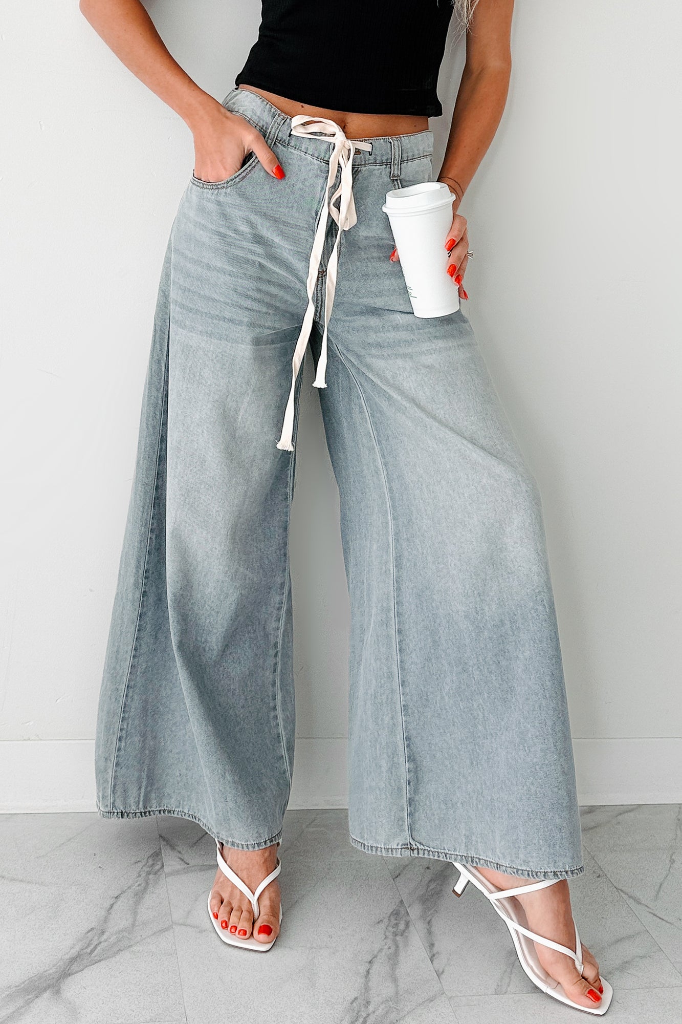 Marin Ombre Wide Leg NoaBoa Jeans (Denim Grey) · NanaMacs