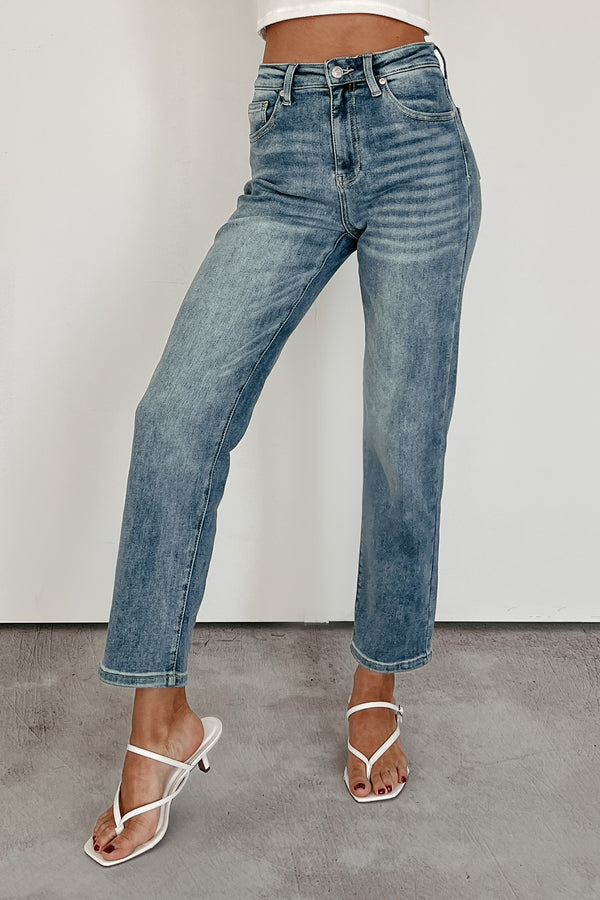 Halle Tummy Control Straight Saige Jeans (Medium Dark) - NanaMacs