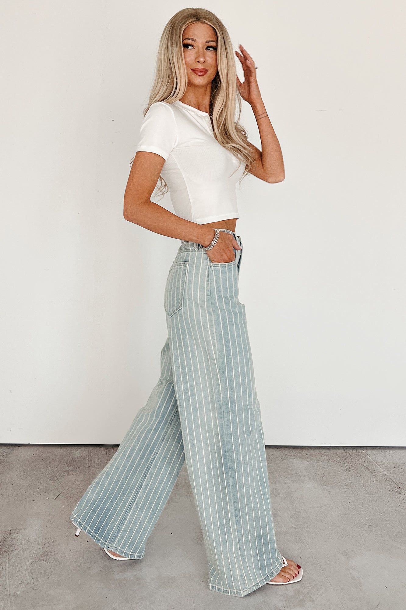 Cassian Striped Wide Leg Cello Jeans (Light) · NanaMacs