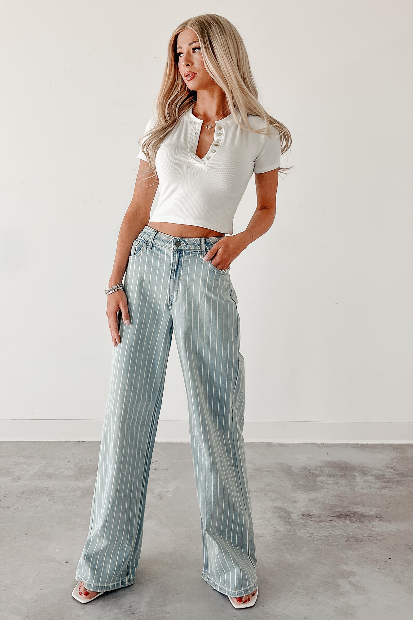 Cassian Striped Wide Leg Cello Jeans (Light) · NanaMacs Cassian Striped Wide Leg Cello Jeans (Light) · NanaMacs