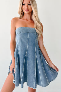 Dreamy & Driven Strapless Denim Mini Dress (Blue) - NanaMacs