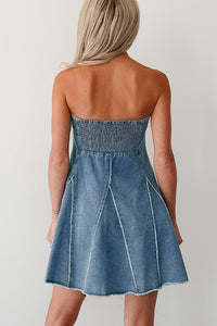 Dreamy & Driven Strapless Denim Mini Dress (Blue) - NanaMacs