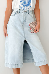 Skirtin' Around High Rise Denim Midi Skirt (Light) - NanaMacs