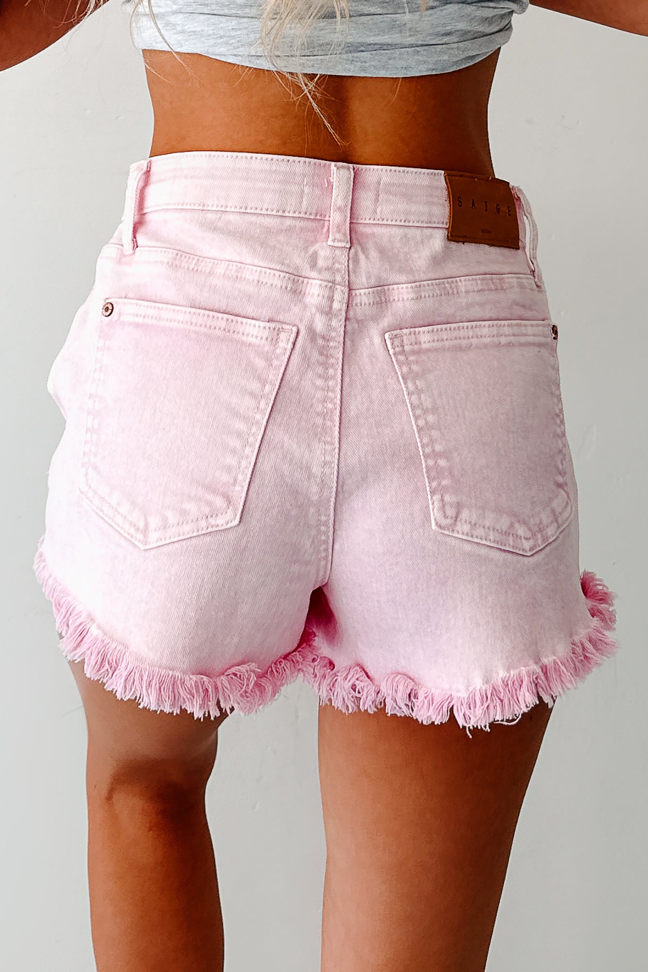 Bubblegum Bliss Washed Saige Denim Shorts (Pink) · NanaMacs