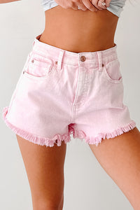 Bubblegum Bliss Washed Saige Denim Shorts (Pink) - NanaMacs