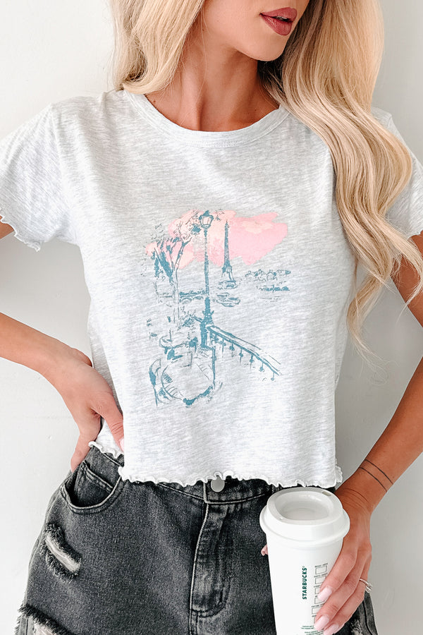 Letters From Paris Graphic Baby Tee (Heather Grey) - NanaMacs