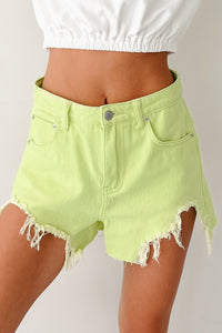 Jeanette High Rise Distressed Denim Shorts (Lime) - NanaMacs