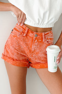 Bahari Judy Blue Mid Rise Denim Shorts (Peach) - NanaMacs