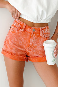 Bahari Judy Blue Mid Rise Denim Shorts (Peach) - NanaMacs