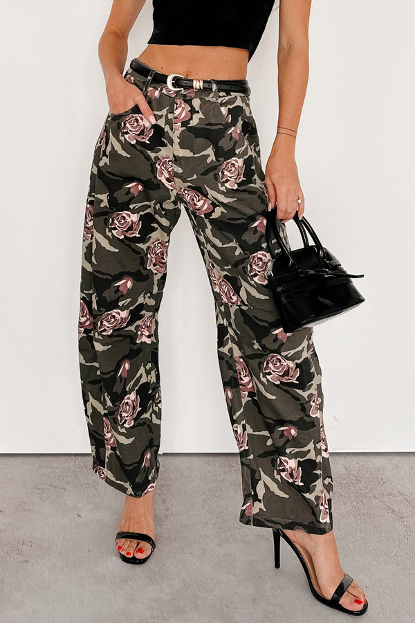 Cover Me In Roses Floral Barrel Jeans (Camo) - NanaMacs