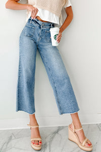 Louisa Wide Cropped Mica Denim Jeans (Light Wash) - NanaMacs