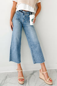 Louisa Wide Cropped Mica Denim Jeans (Light Wash) - NanaMacs