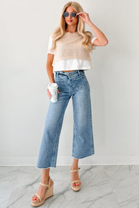 Louisa Wide Cropped Mica Denim Jeans (Light Wash) - NanaMacs