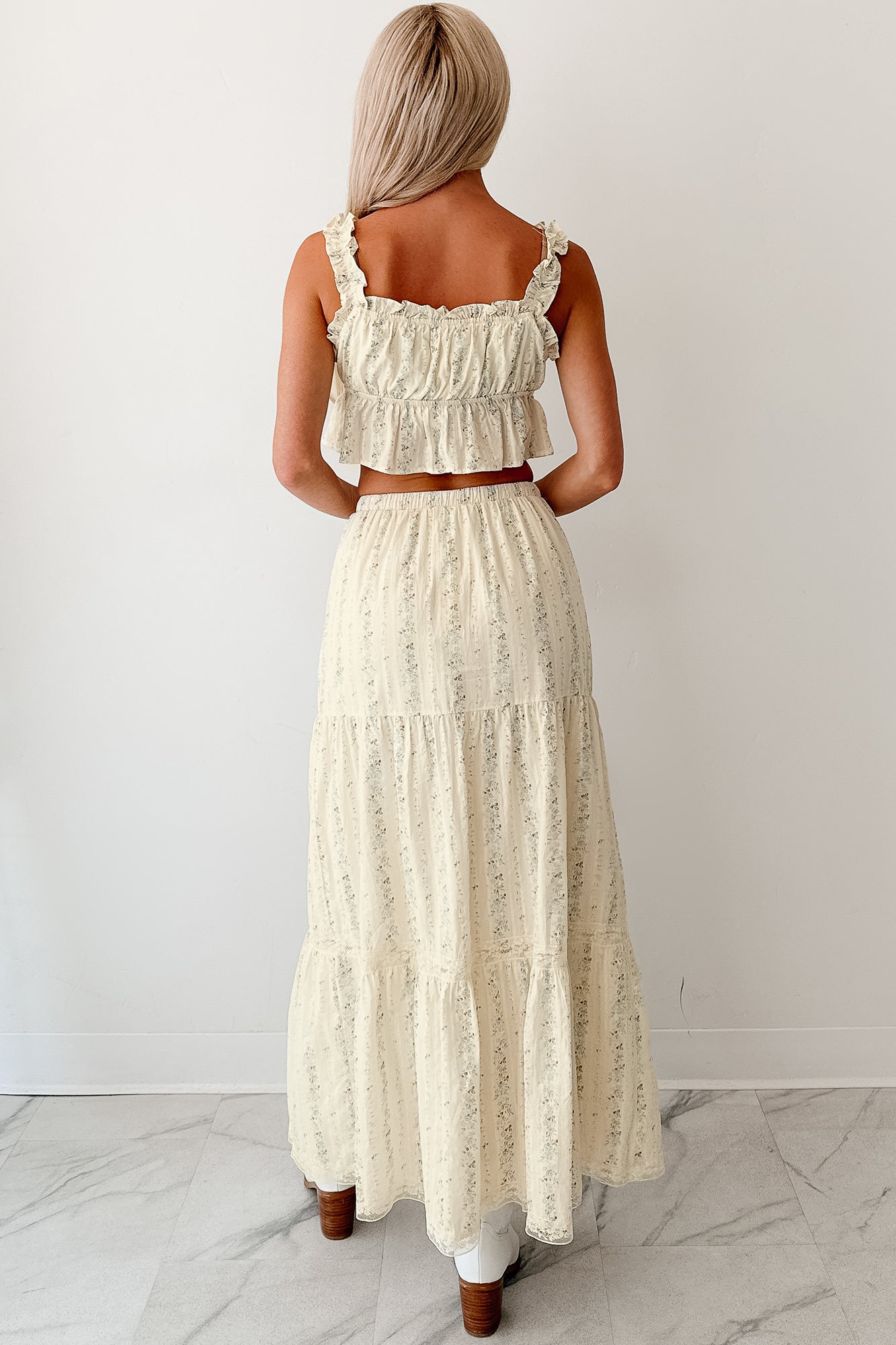 Blossom Babe Floral Tiered Maxi Skirt (Ivory) - NanaMacs