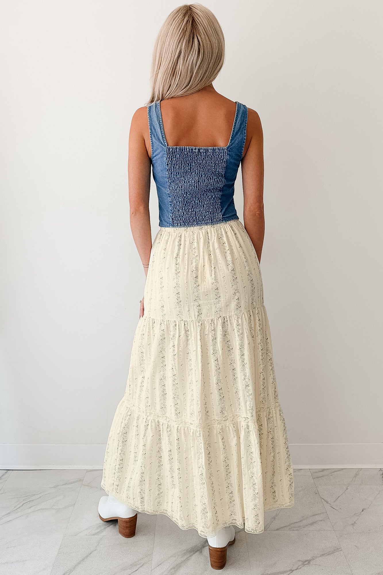 Blossom Babe Floral Tiered Maxi Skirt (Ivory) - NanaMacs