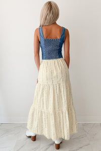 Blossom Babe Floral Tiered Maxi Skirt (Ivory) - NanaMacs