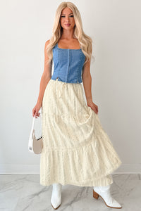 Blossom Babe Floral Tiered Maxi Skirt (Ivory) - NanaMacs